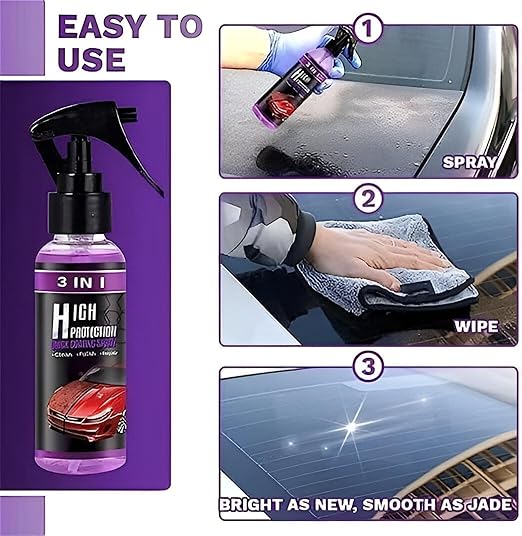 3 in 1 High Protection Quick Car Ceramic Coating Spray - Car Wax Polish Spray (Pack of 1) by Dropdash