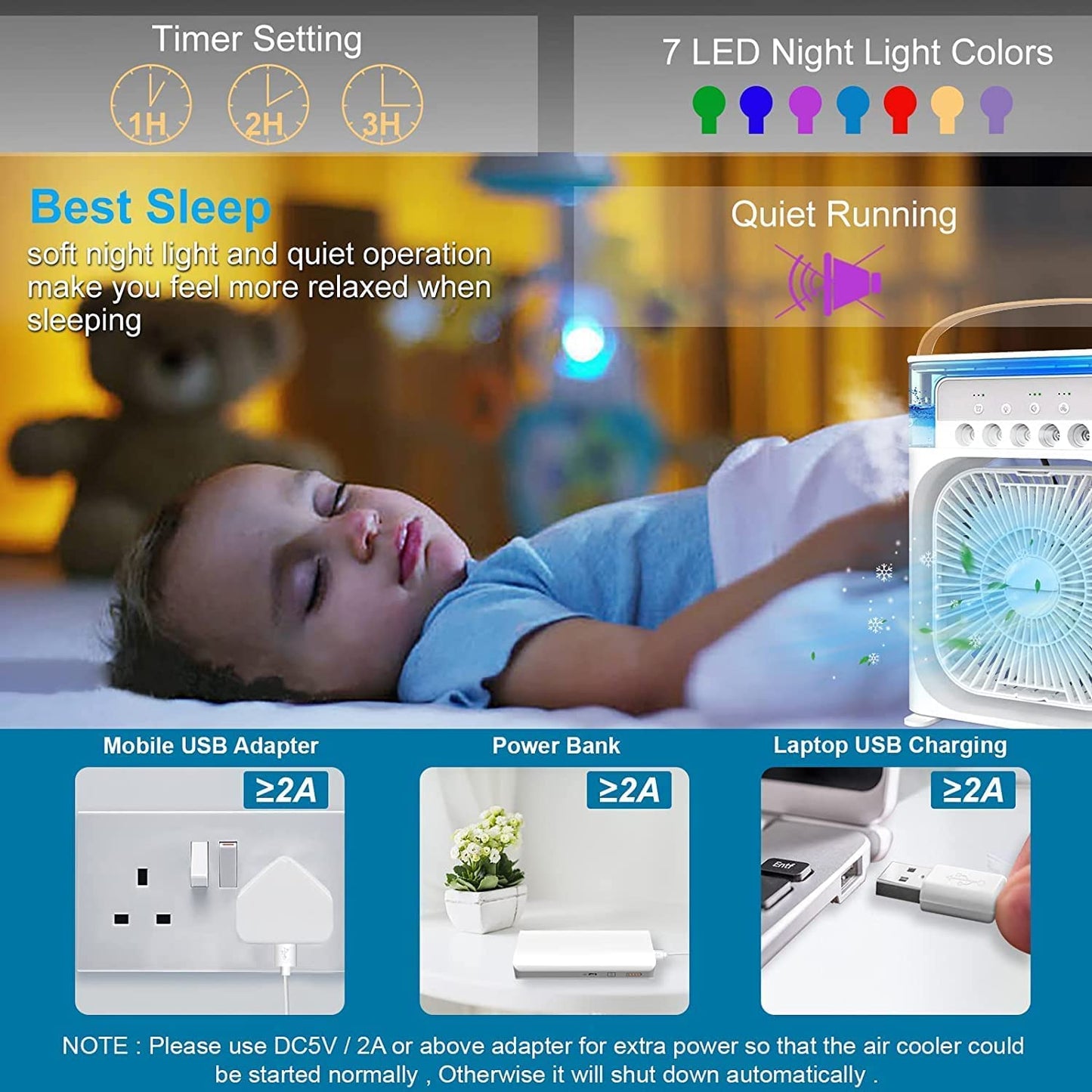 Portable Humidifier Air Cooler Mist Fan Mini Cooler for Home by Dropdash