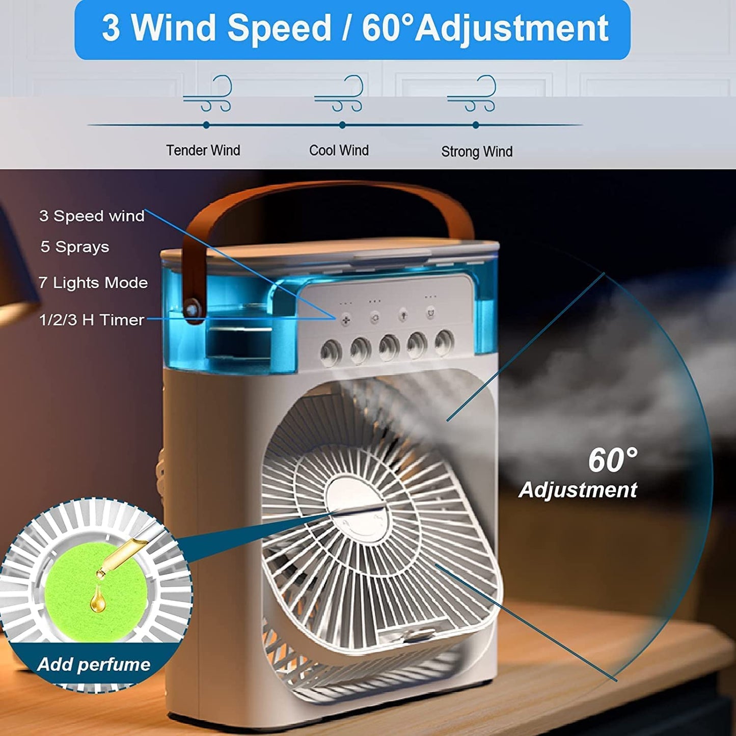 Portable Humidifier Air Cooler Mist Fan Mini Cooler for Home by Dropdash